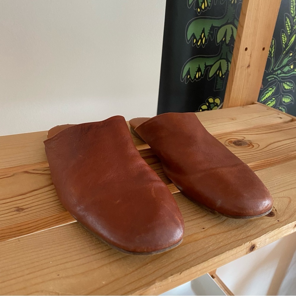 Free People Brown Leather Reese Mule Flats 37 - Picture 3 of 14